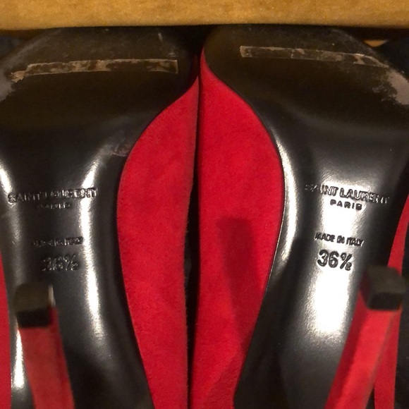Saint Laurent Red suede Heels 36 1/2 - Picture 3 of 7